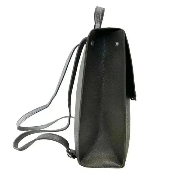 Beauty Boutique Mini Backpack Grey Pebbled Faux Leather Vegan Carryall Bag - Picture 3 of 14